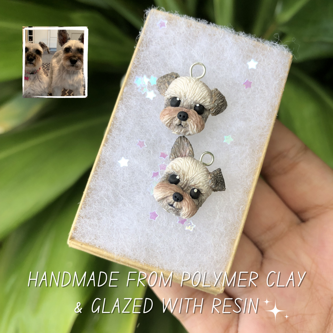 Custom Pet Dog Portrait Polymer Clay Charm