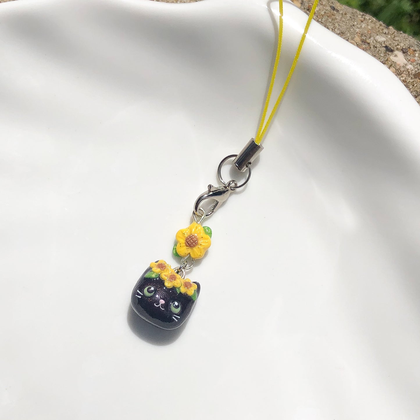 Sunflower Fall Kitty Polymer Clay Charm