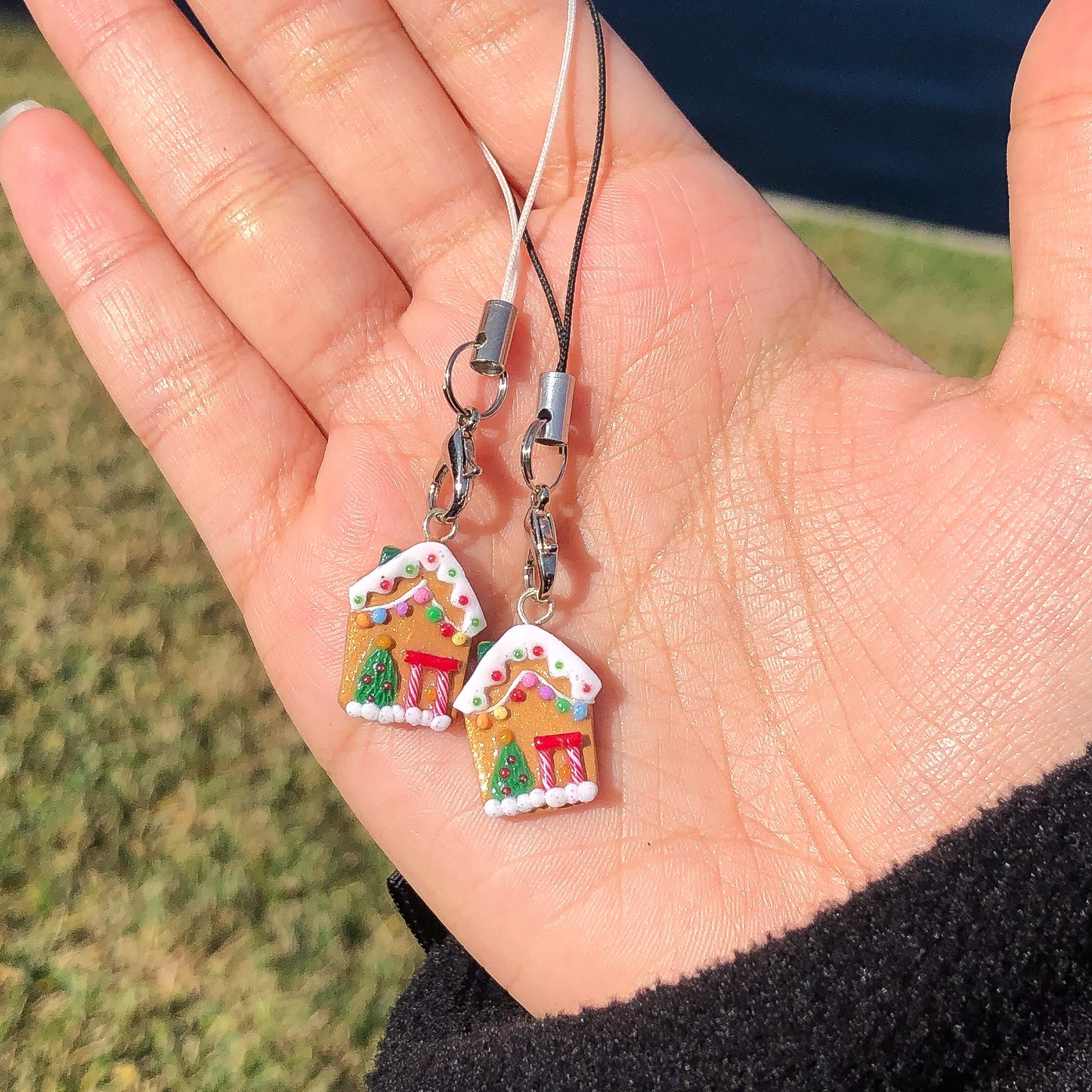 Gingerbread Snowy Tree House Polymer Clay Charm