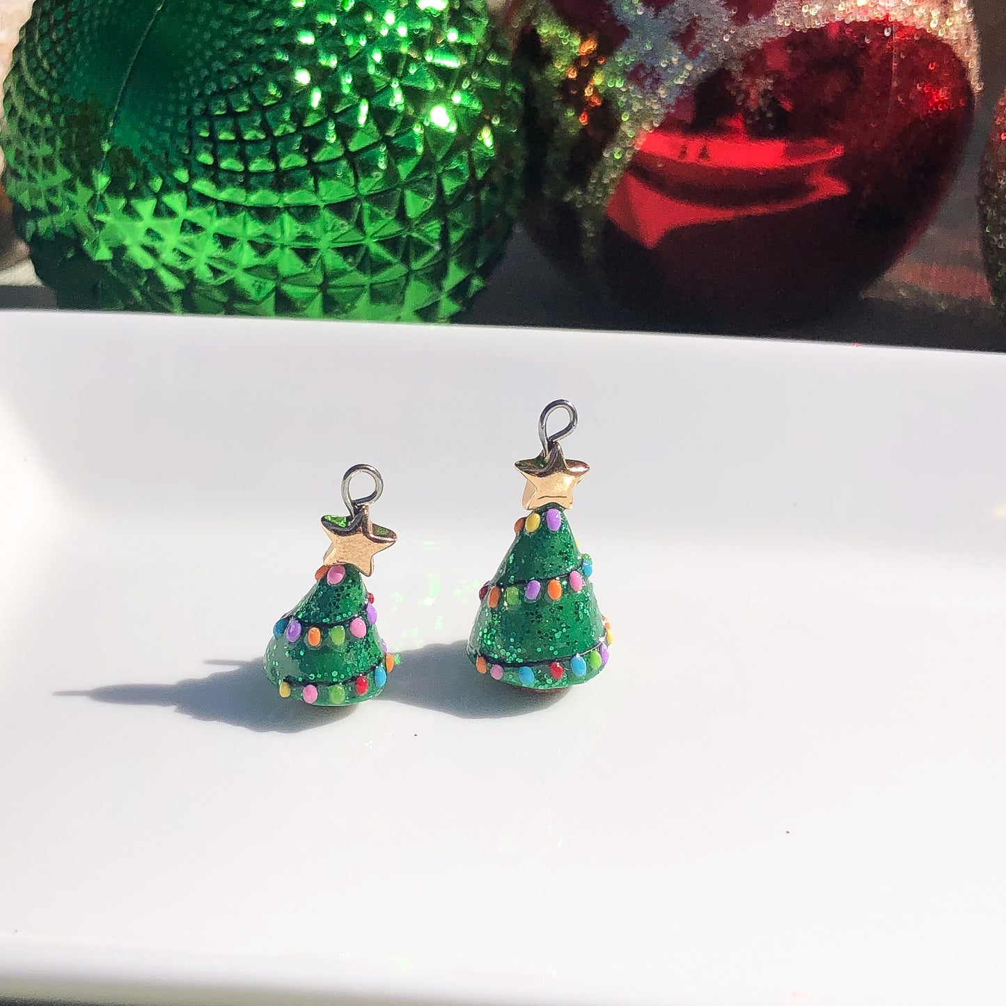 Christmas Tree Polymer Clay Charm - Gold Star (2 sizes available)