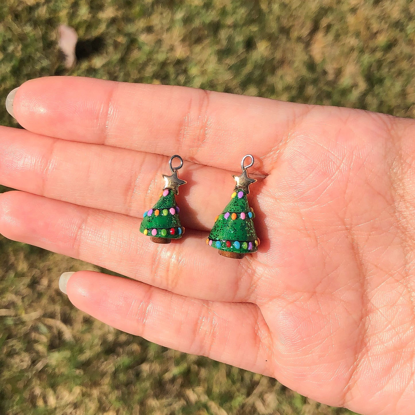 Christmas Tree Polymer Clay Charm - Gold Star (2 sizes available)