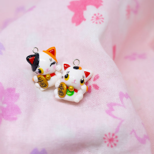 Maneki-neko Lucky Kitty Polymer Clay Charm (2 Styles Available)