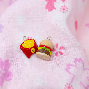 Burger n' French Fries BFF Couple Polymer Clay Charms