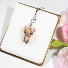 Load image into Gallery viewer, Pink Rosy Valentine Brown Bear - Polymer Clay Charm
