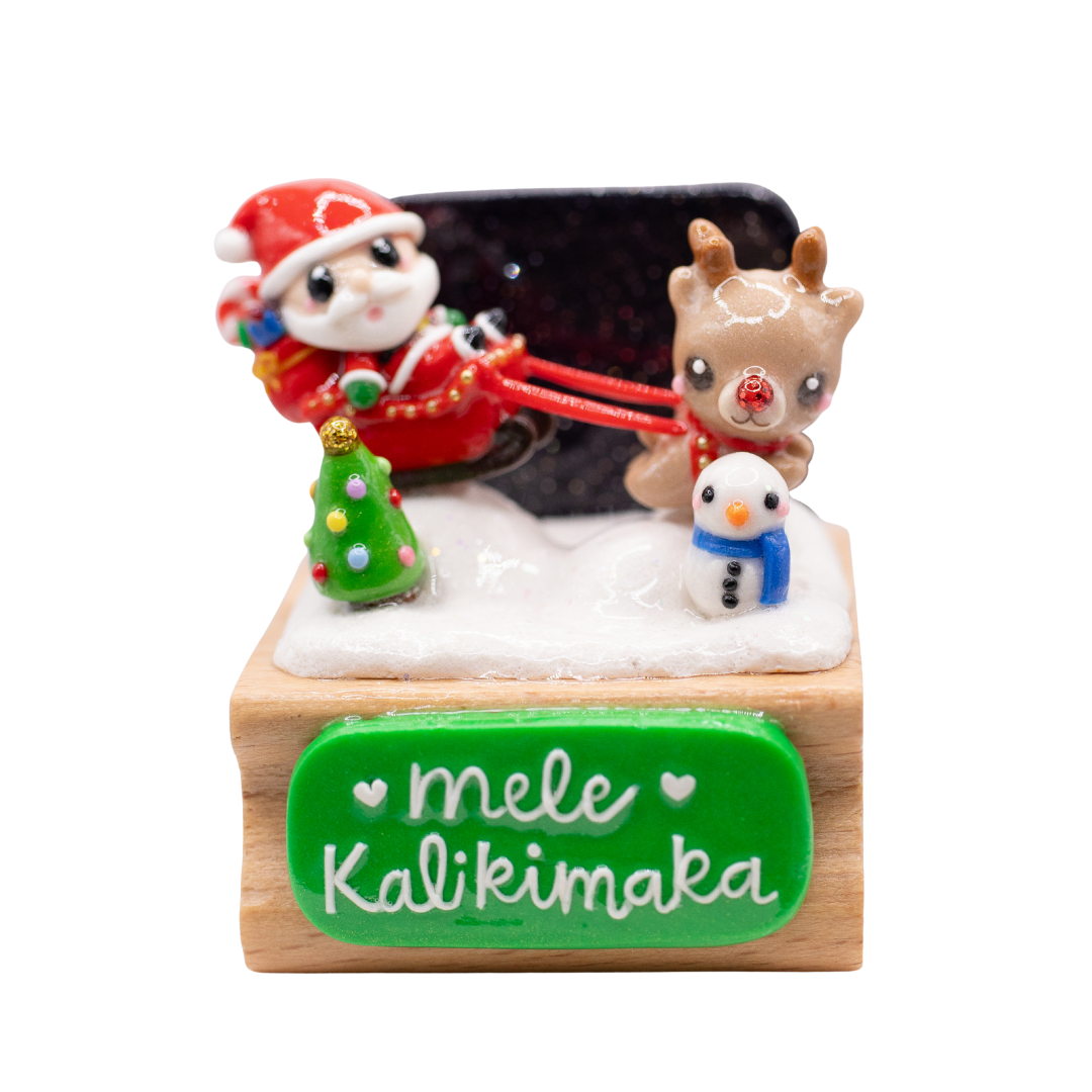 Mele Kalikimaka Santas Sleigh + Rudolph Figurine – Oahu Charms