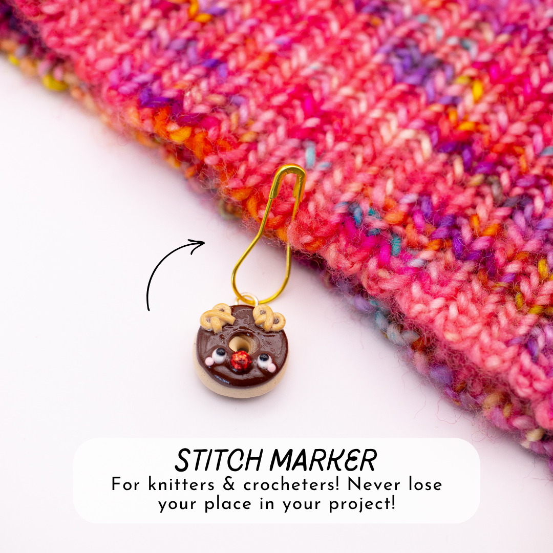 Rudolph - Christmas Donut Clay Charm | Stitch Marker