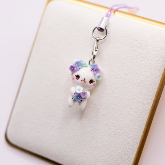 Summer Blues Floral Kitty Charm