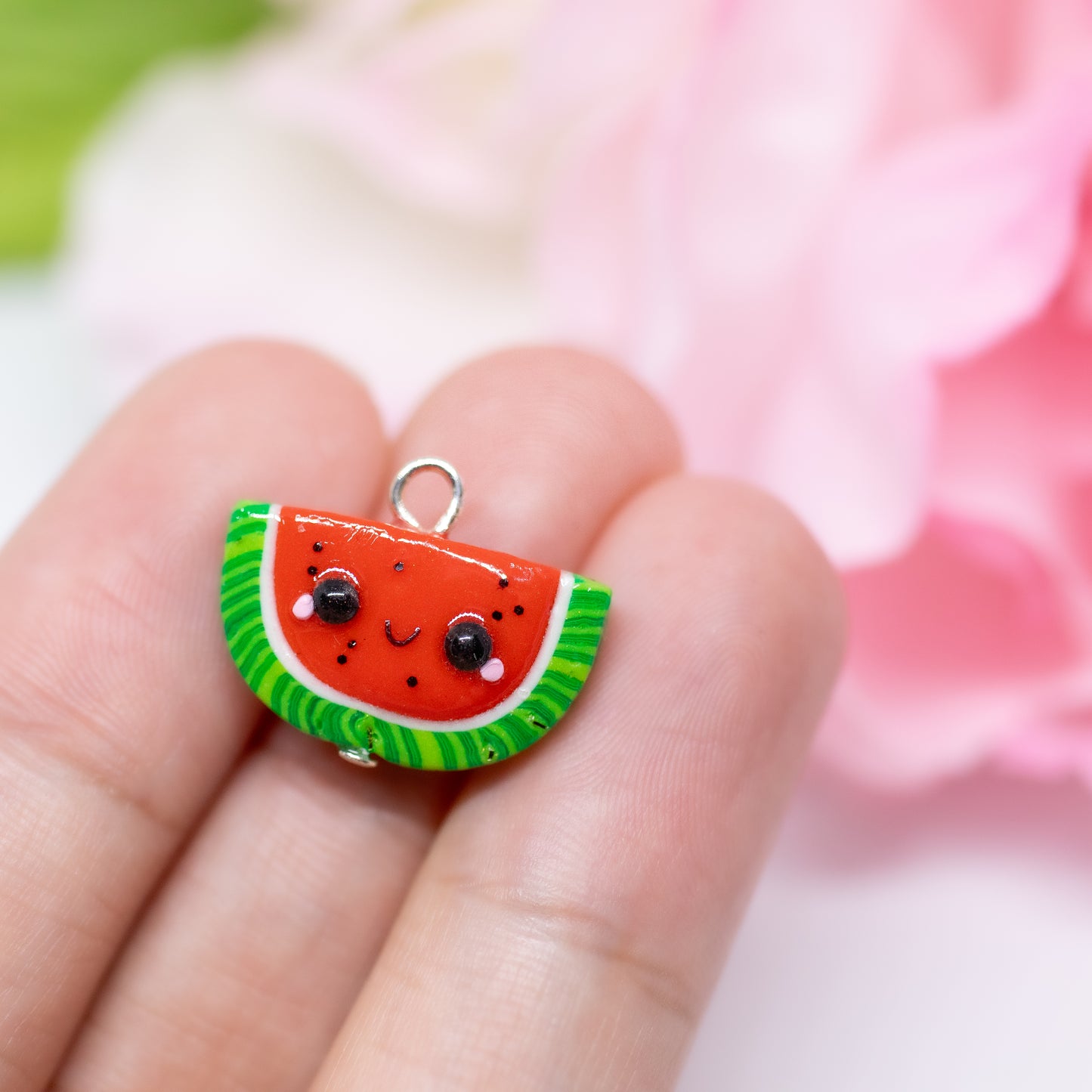 Handmade polymer clay watermelon charms. Available as a charm or as a pair of earrings.