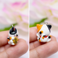 Load image into Gallery viewer, Maneki-neko Lucky Cat Polymer Clay Charm (2 Styles Available)
