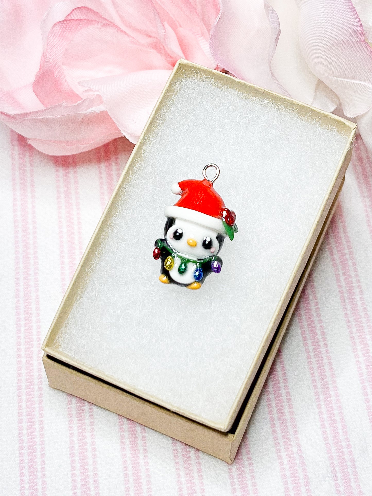 Christmas Penguin Clay Charm