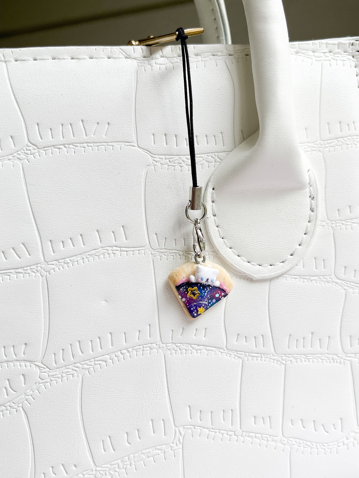 Galaxy Pizza Kitty Polymer Clay Charm
