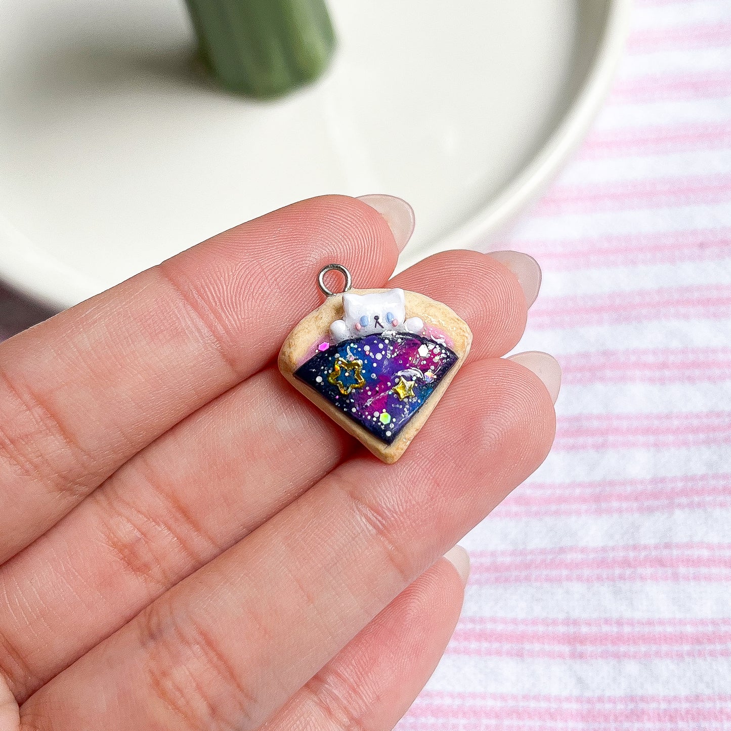 Galaxy Pizza Kitty Polymer Clay Charm