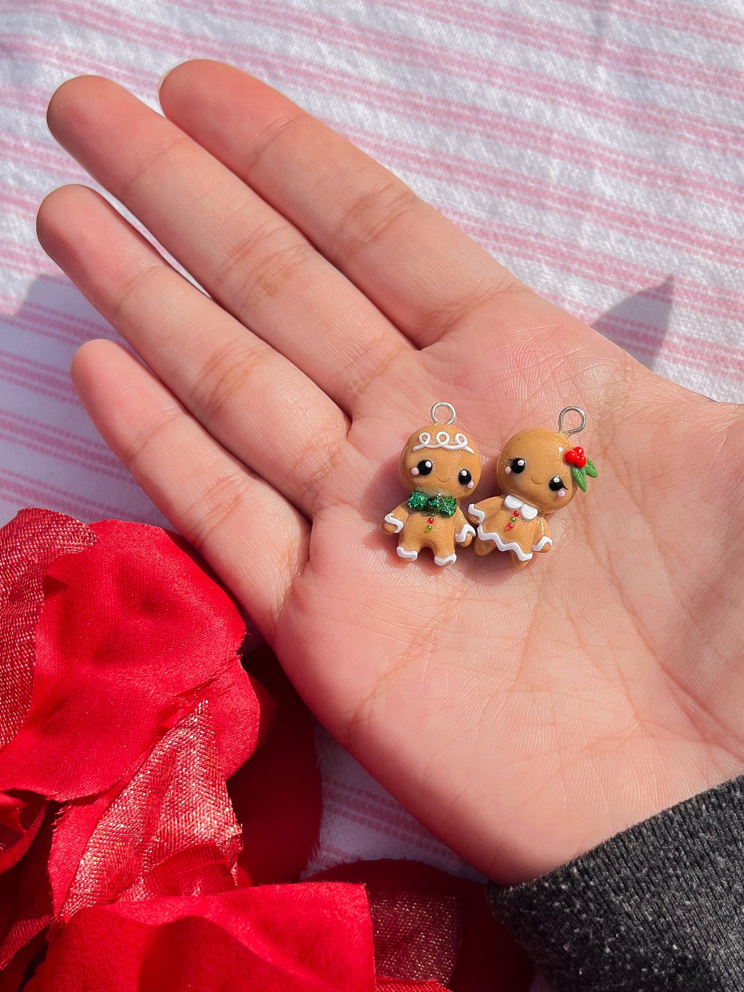 Gingerbread Boy & Girl Polymer Clay Charms (2 Styles Available)
