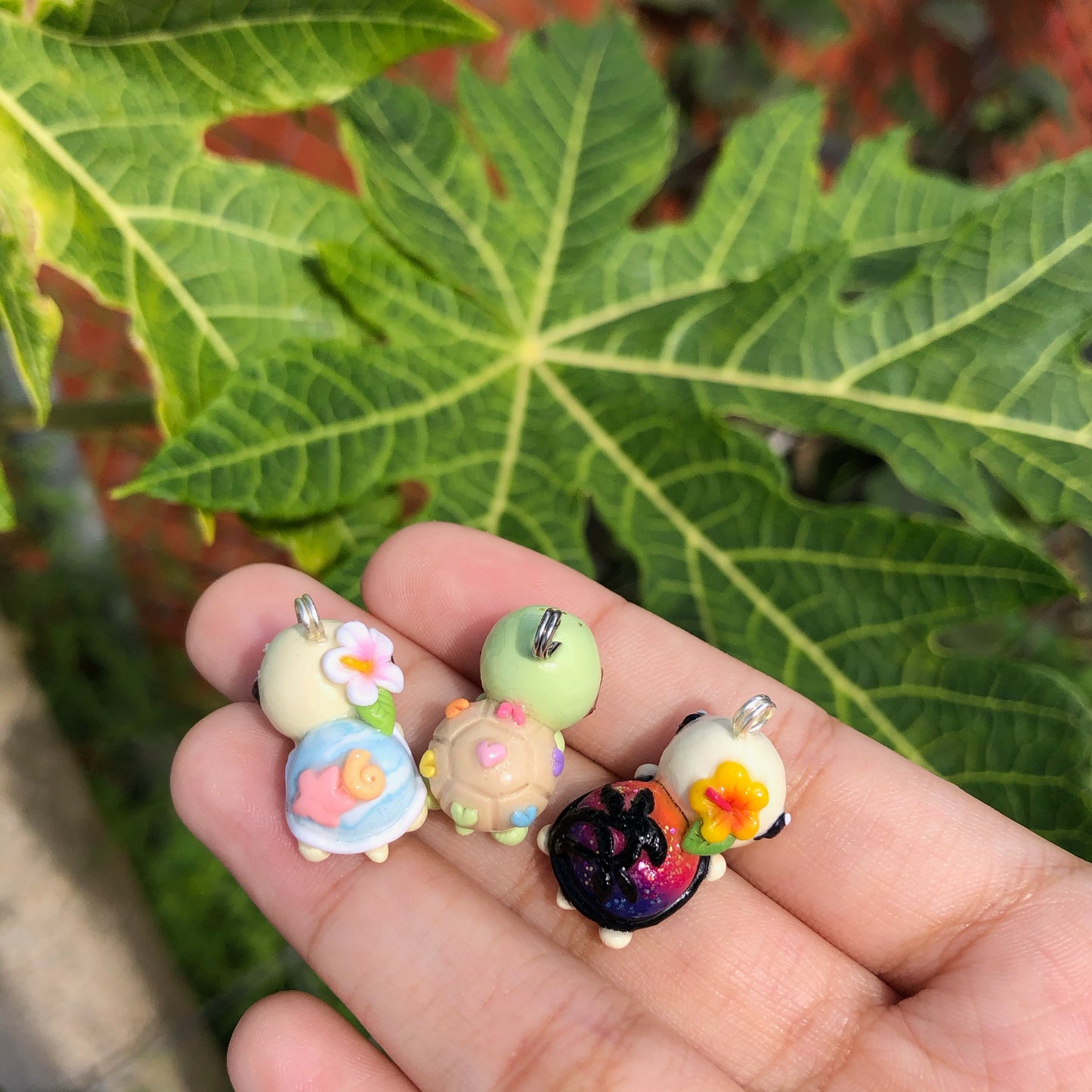 Sunset Turtle Polymer Clay Charm