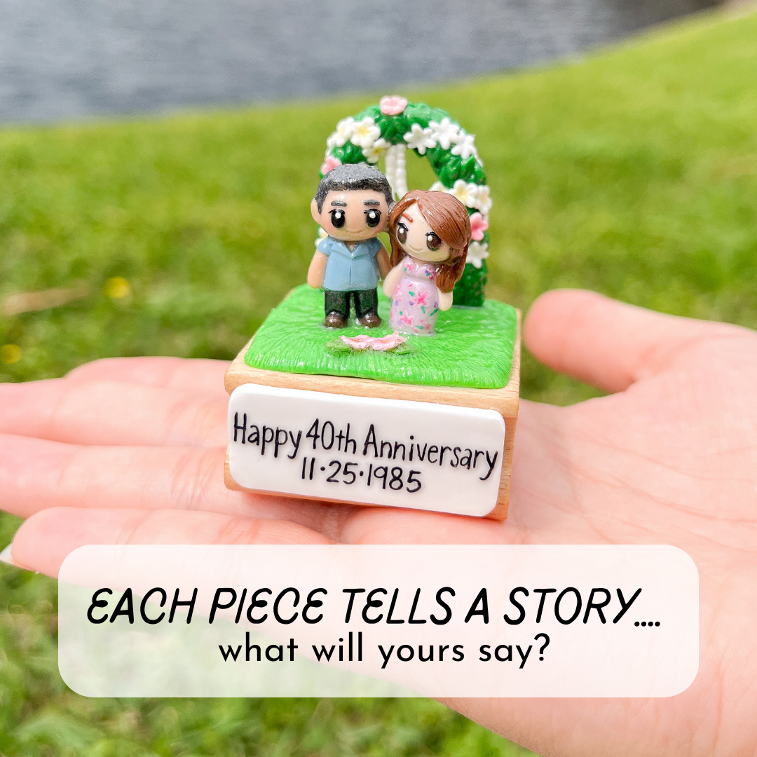 Custom Clay and Wood Figurine - Medium 1.6" x 1.6" Personalized Clay