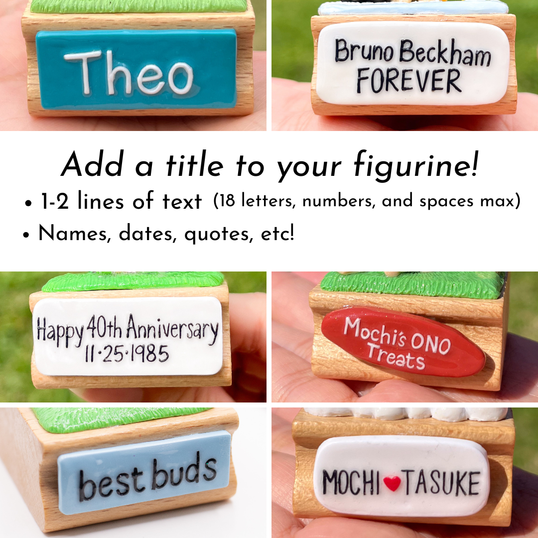 Custom Clay and Wood Figurine - Medium 1.6" x 1.6" Personalized Clay