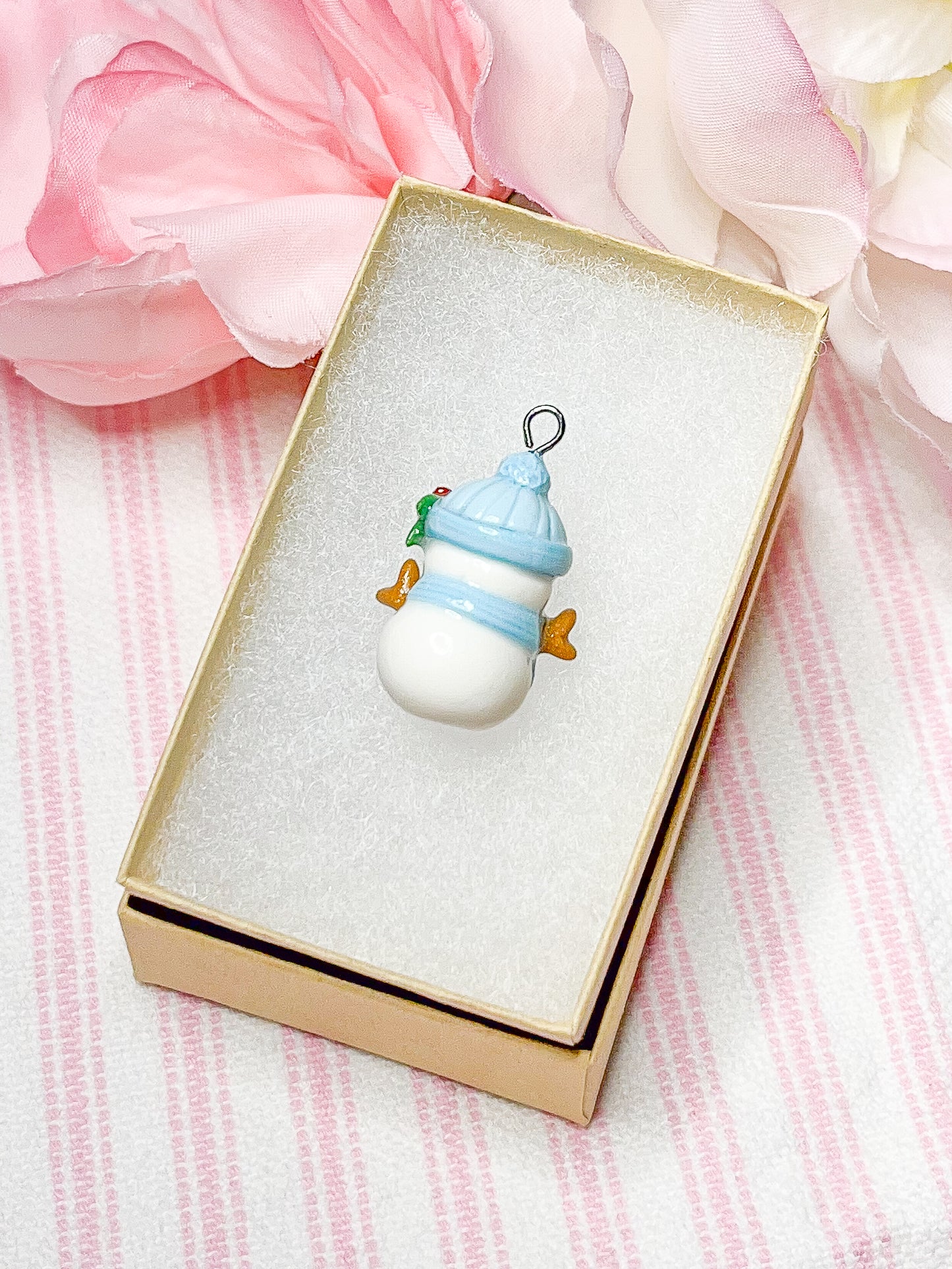 Snowman with Blue Beanie Clay Charm