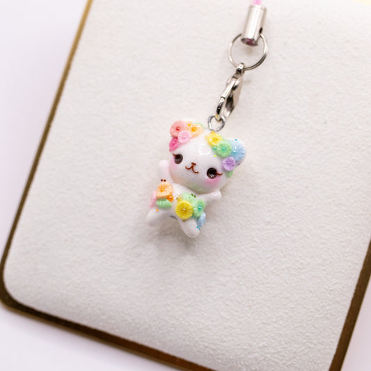 Summer Rainbow Daisy Floral Bear Charm
