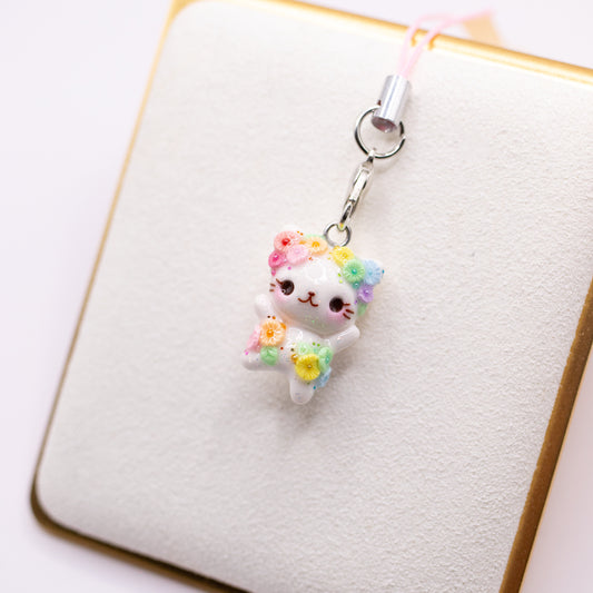 Summer Rainbow Daisy Floral Kitty Charm