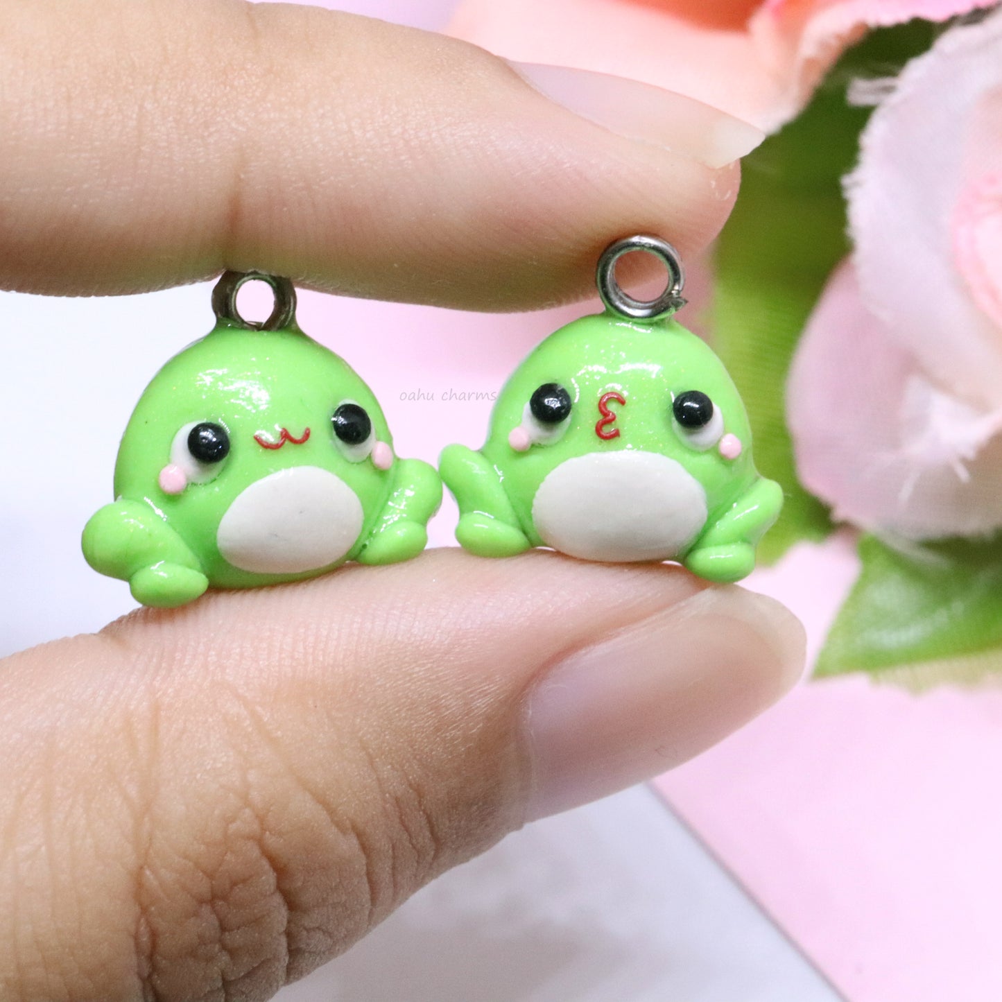 Green Frog Polymer Clay Charm (2 Styles Available)