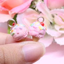 Load image into Gallery viewer, Strawberry Ice Cream with Rainbow Sprinkles Polymer Clay Charm
