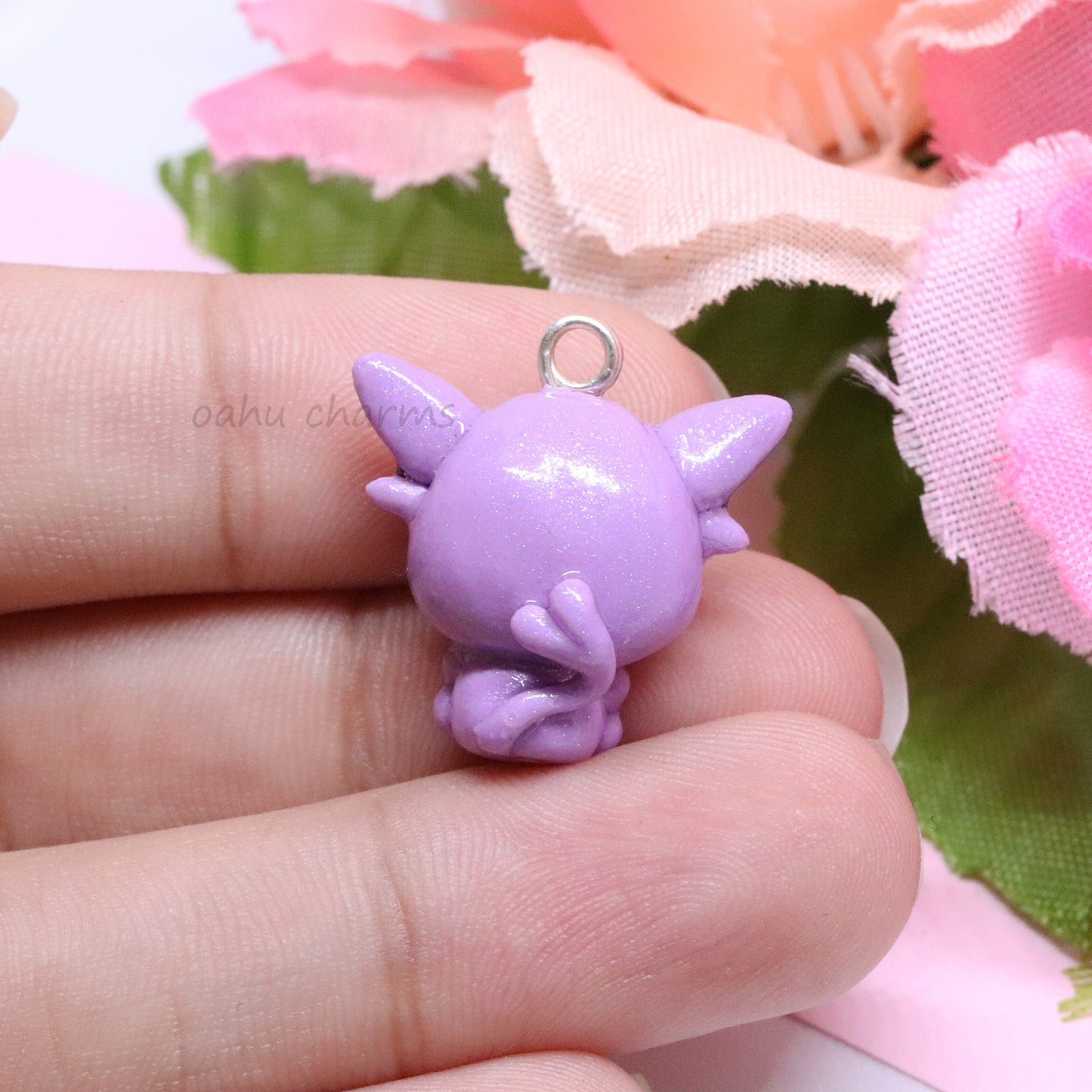 Purple Espeon Fox Polymer Clay Charm