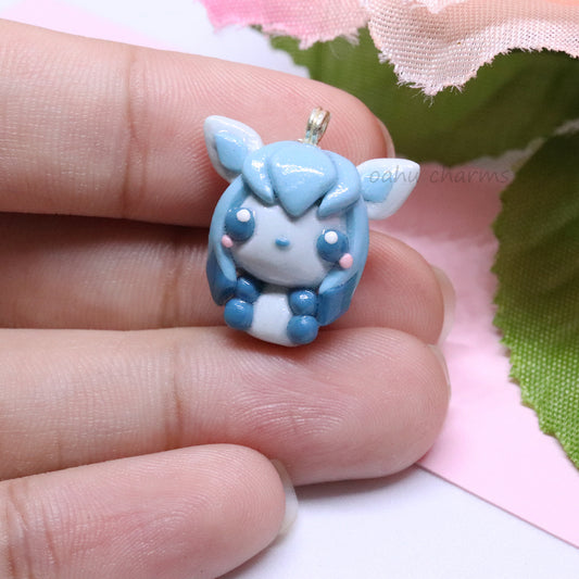 Blue Glaceon Fox Polymer Clay Charm