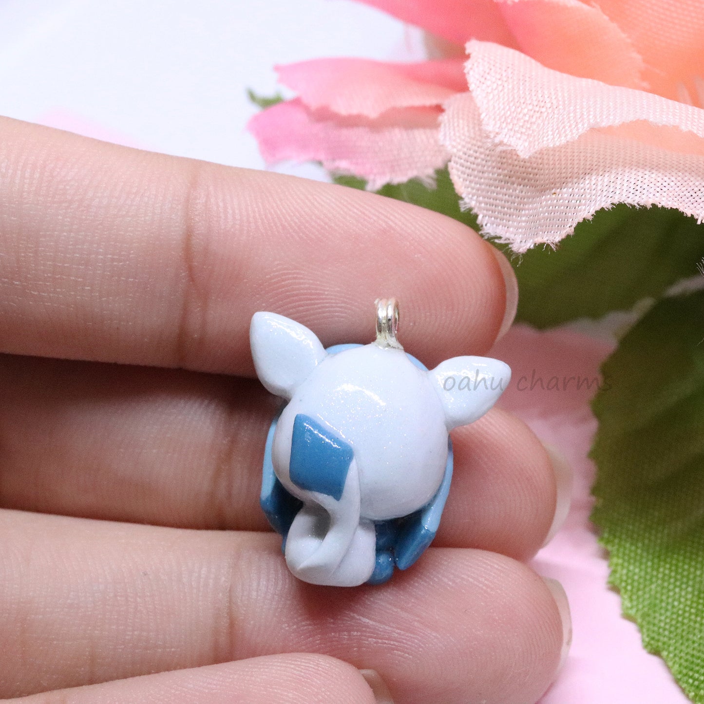 Blue Glaceon Fox Polymer Clay Charm
