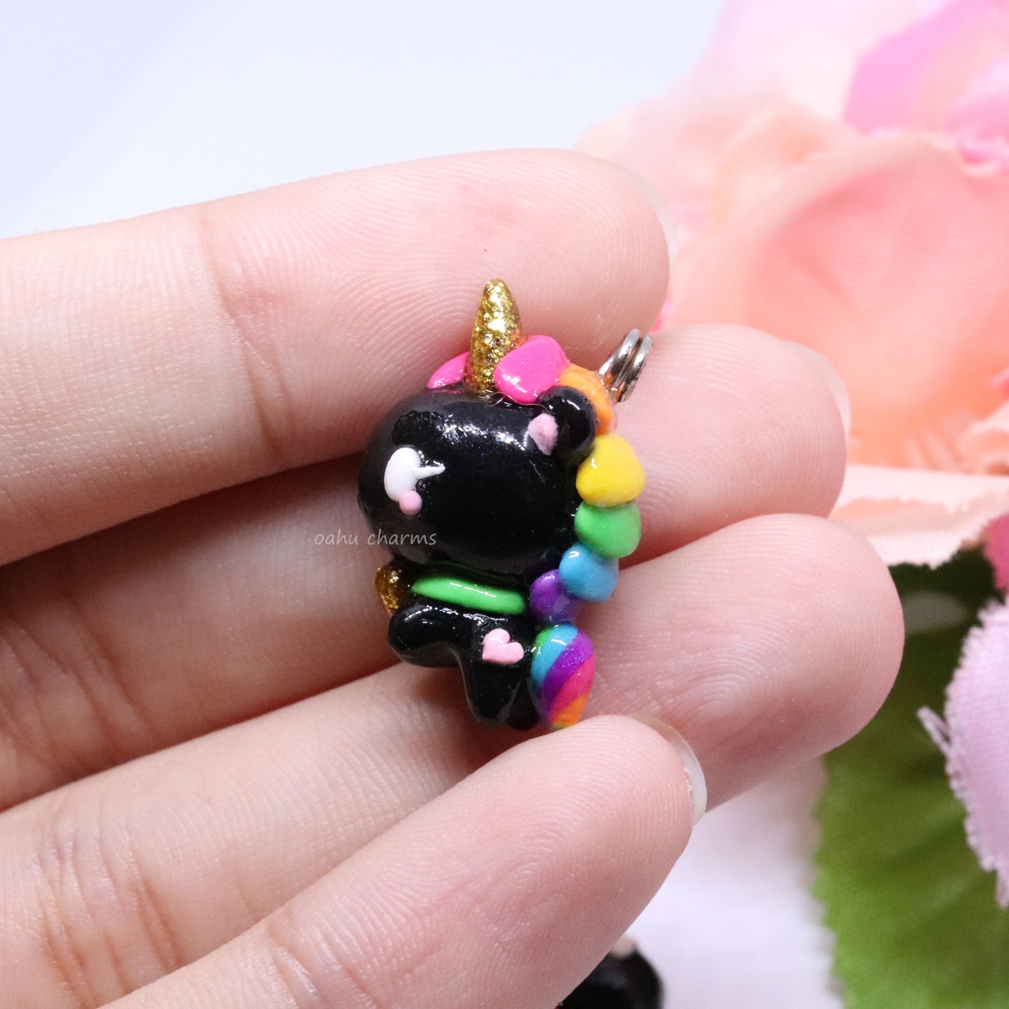 Dark Vibrant Rainbow Unicorn Polymer Clay Charm (6 Styles Available)