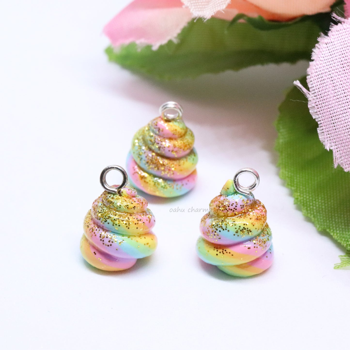 Rainbow Unicorn Poop Polymer Clay Charm