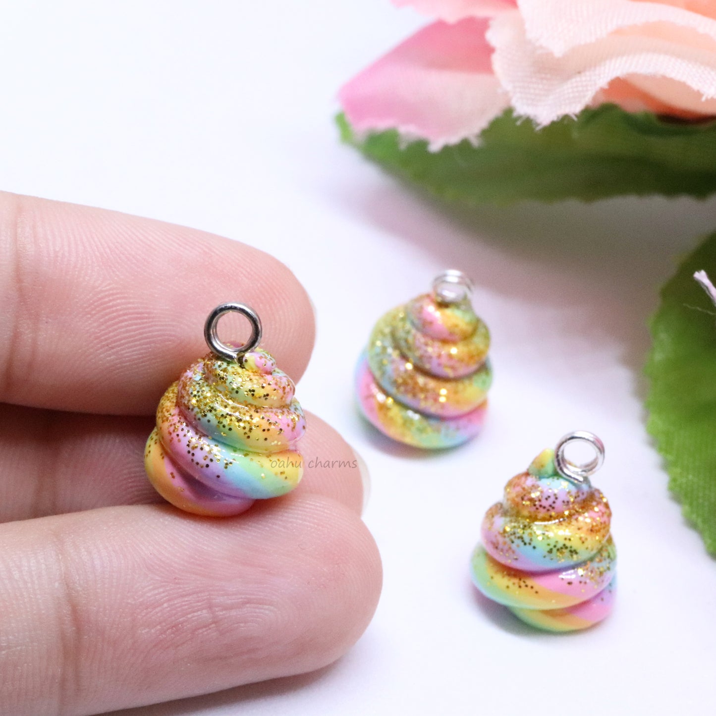 Rainbow Unicorn Poop Polymer Clay Charm