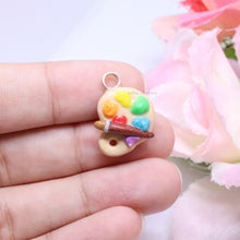 Load image into Gallery viewer, Rainbow Paint Palette Polymer Clay Charm
