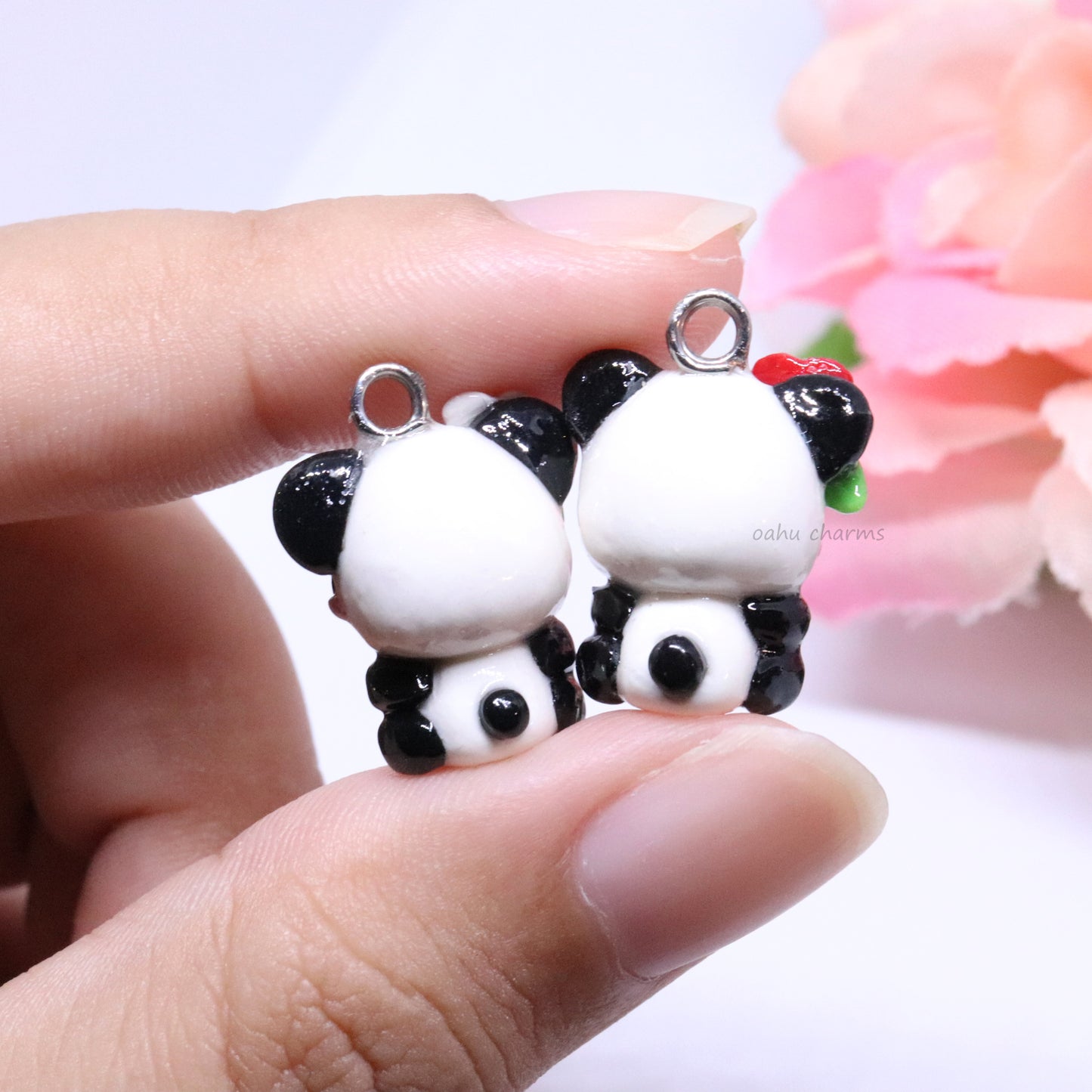 Panda with Hibiscus Polymer Clay Charm (2 Styles Available)