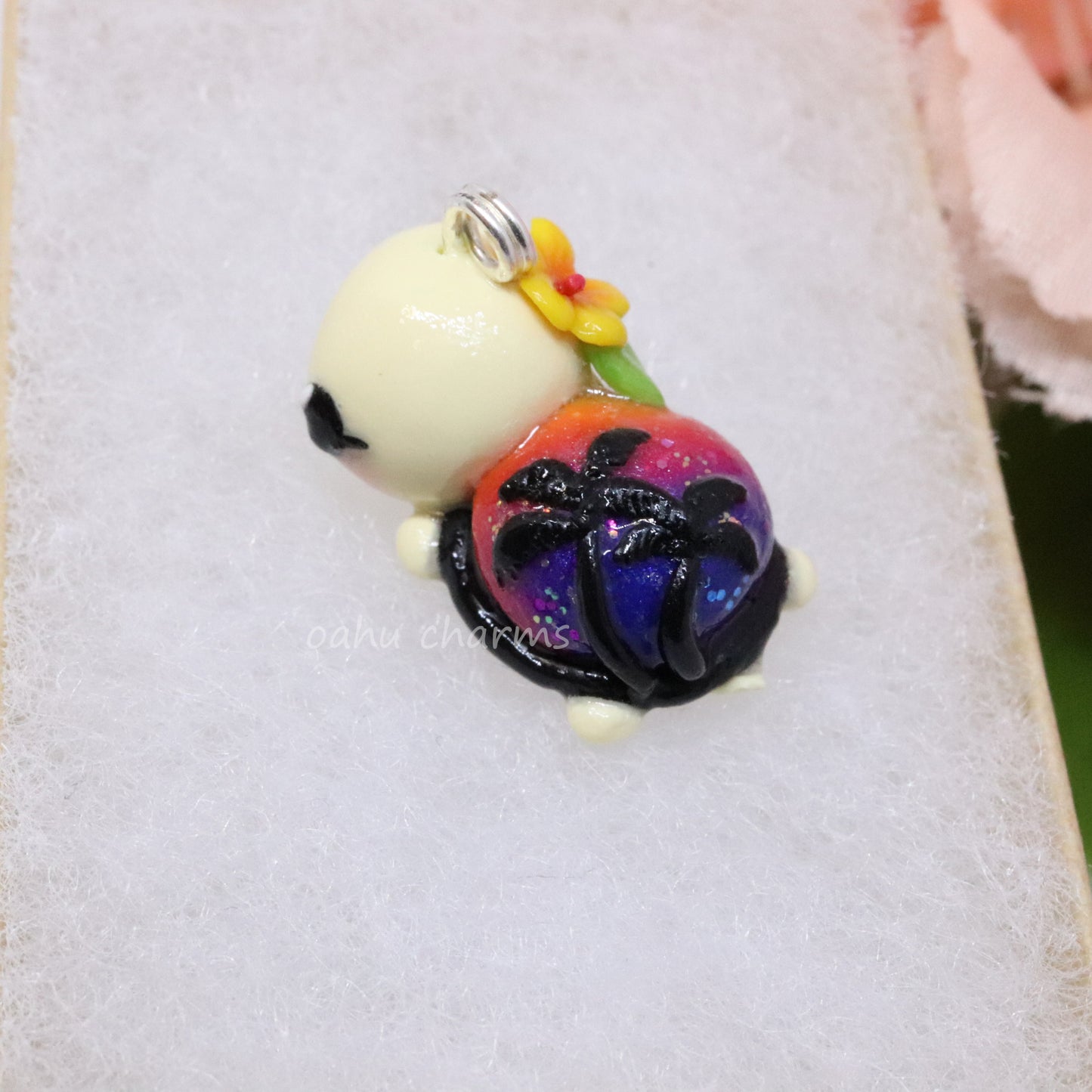 Sunset Turtle Polymer Clay Charm