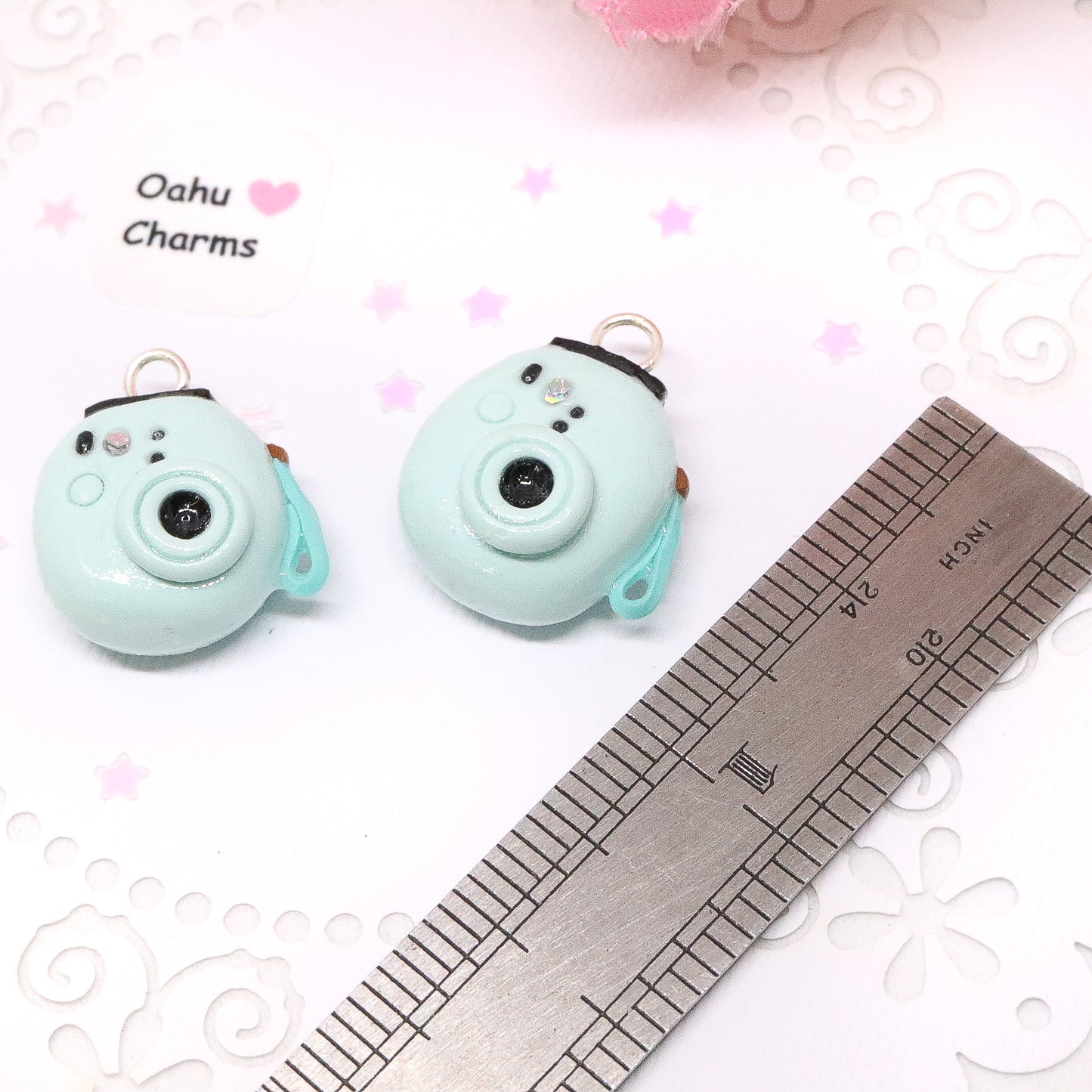 Blue Polaroid Polymer Clay Charm