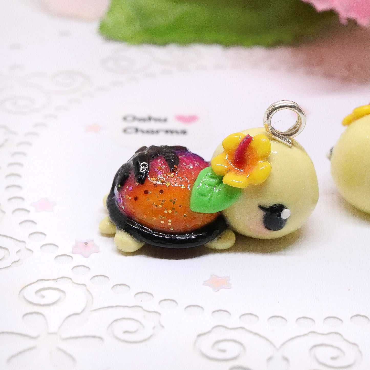 Sunset Turtle Polymer Clay Charm