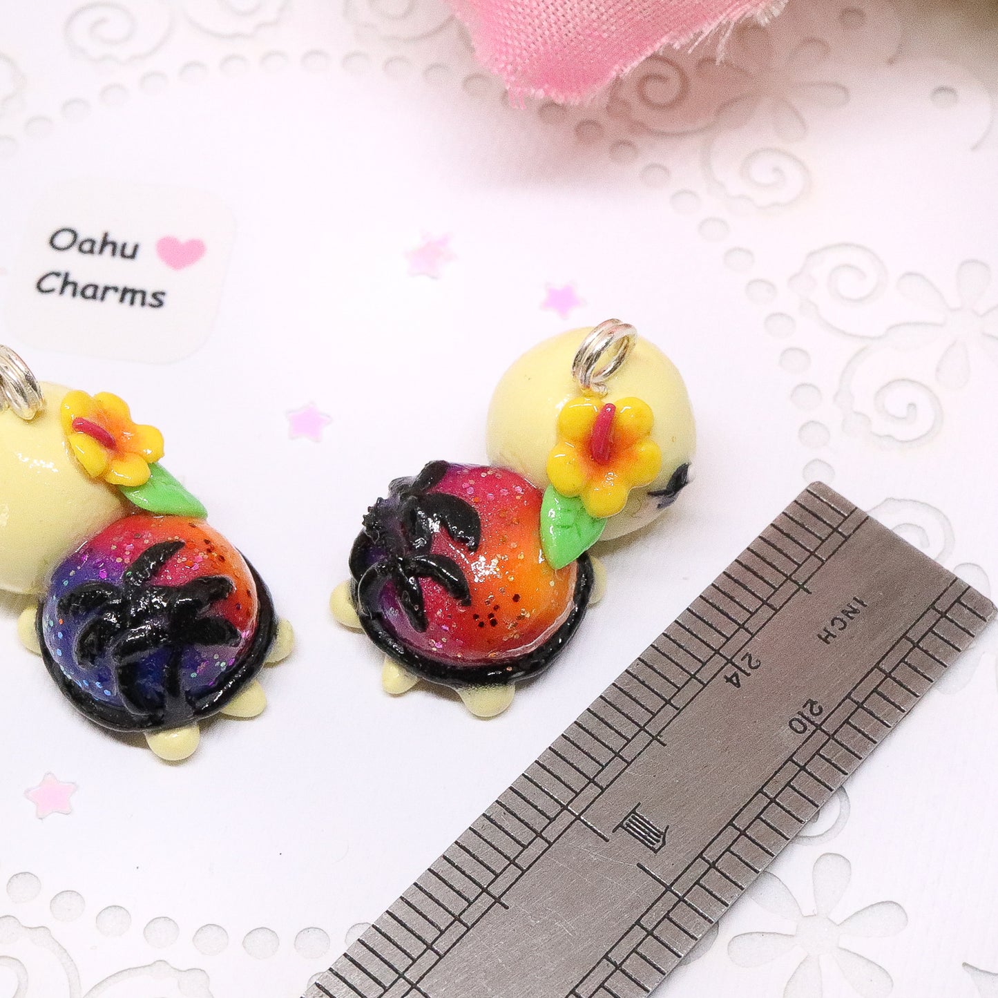 Sunset Turtle Polymer Clay Charm