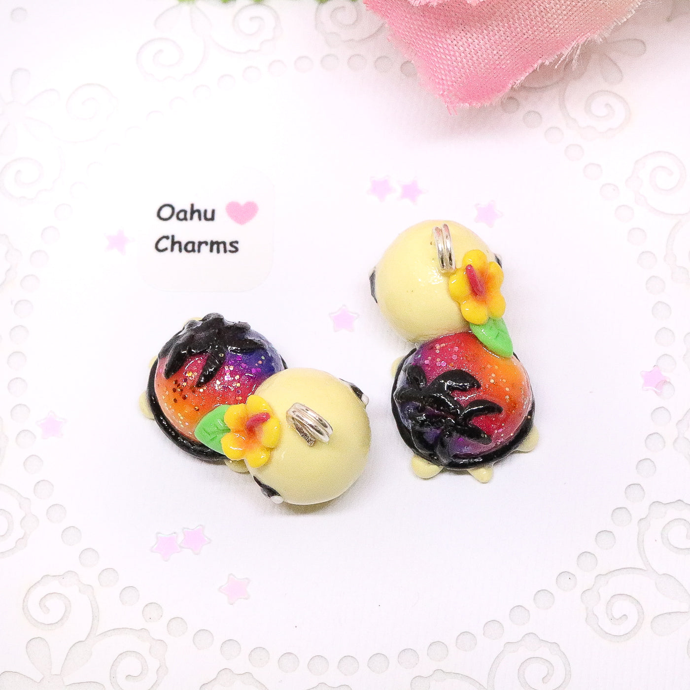 Sunset Turtle Polymer Clay Charm