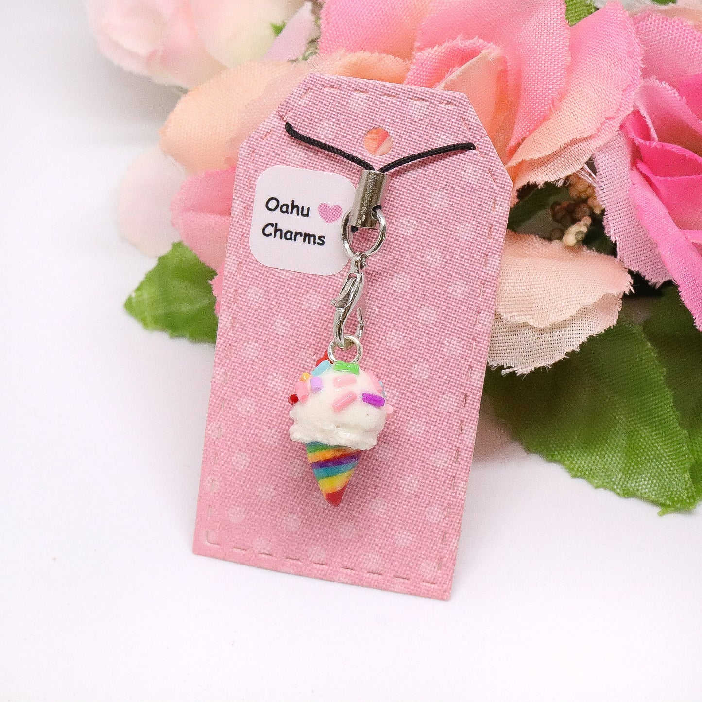 Rainbow Ice Cream Polymer Clay Charm
