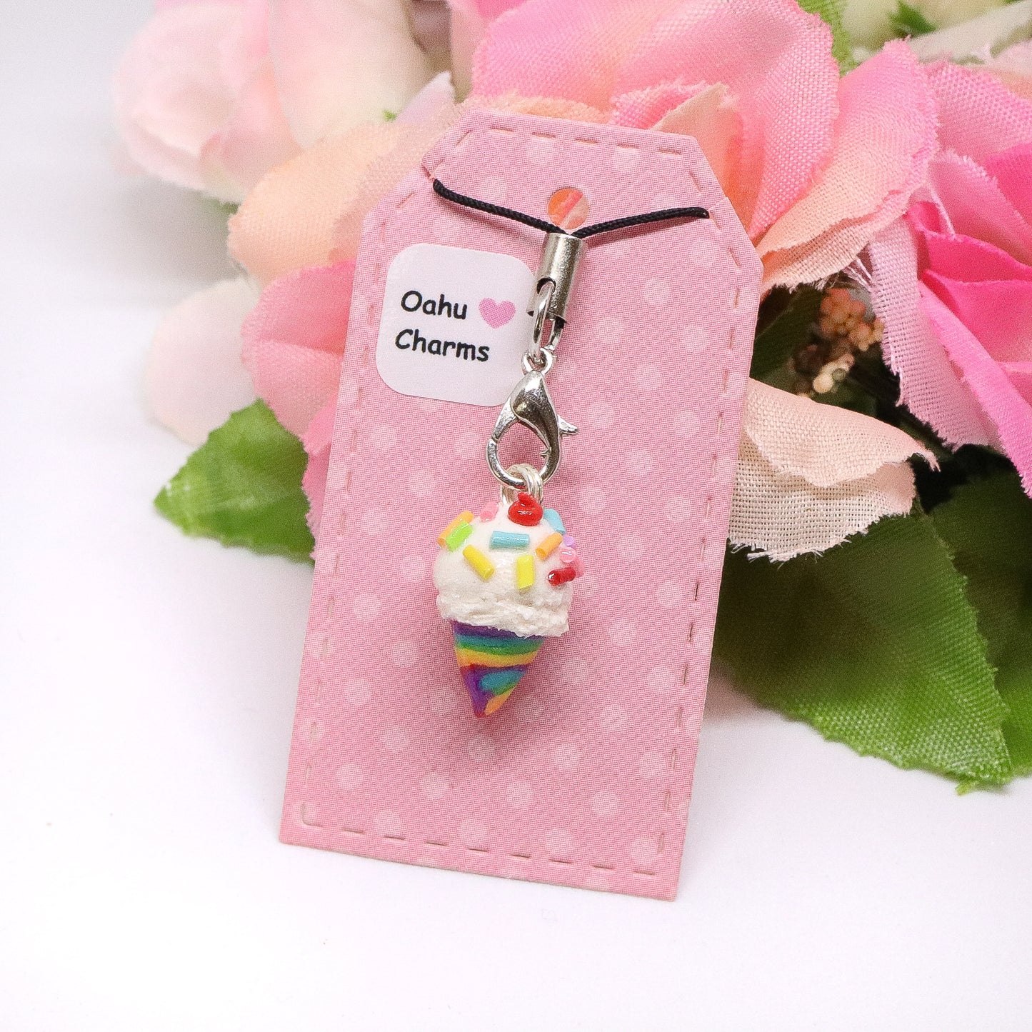 Rainbow Ice Cream Polymer Clay Charm