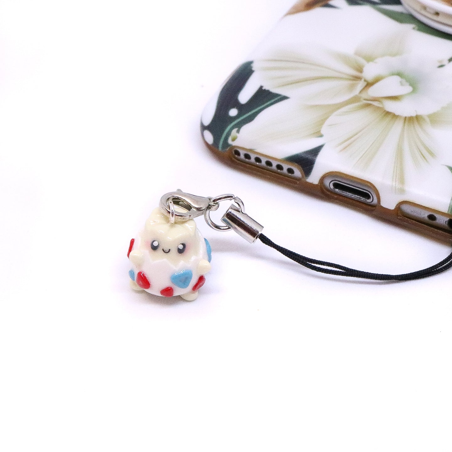 Egg Creature with Red and Blue Markings Polymer Clay Charm