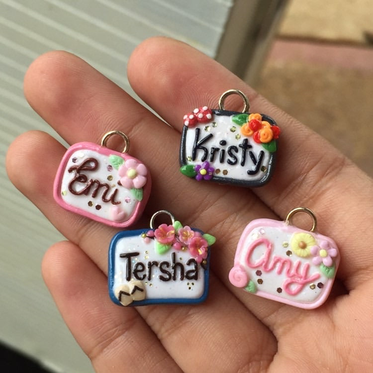 Custom Nametag Polymer Clay Charm