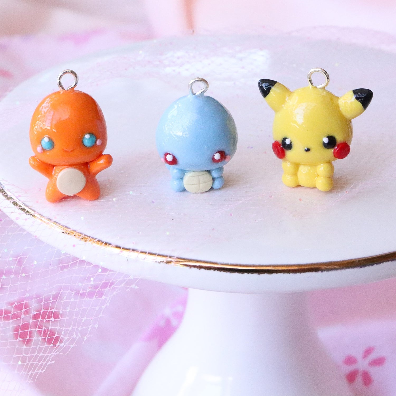 Sun and moon polymer clay charms