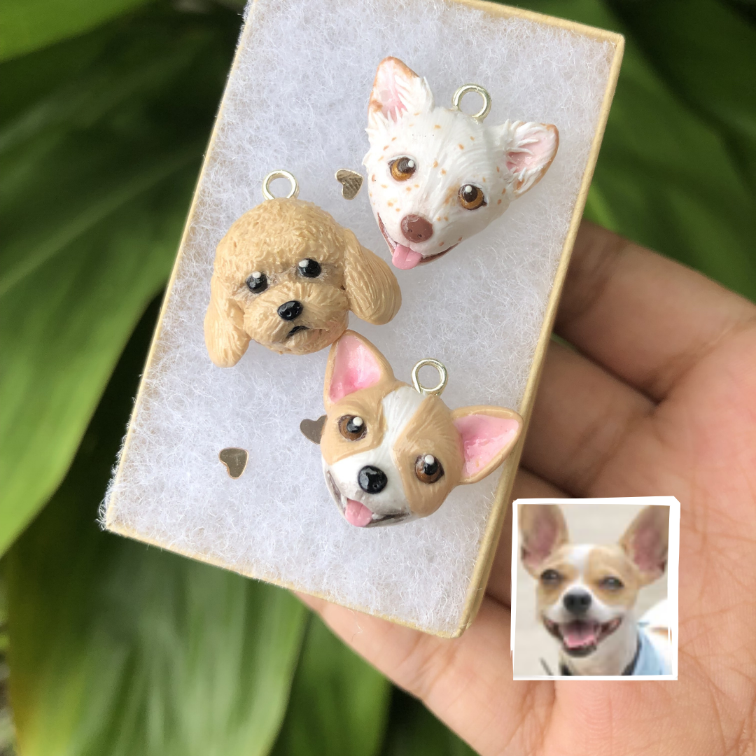 Custom Pet Dog Portrait Polymer Clay Charm