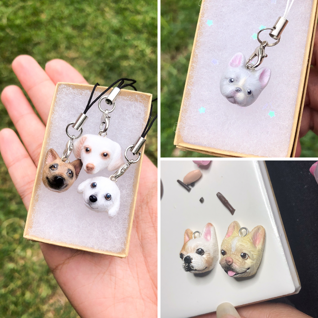 Custom Pet Dog Portrait Polymer Clay Charm