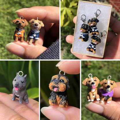 Custom Pet Portrait Dog Full Body Polymer Clay Charm