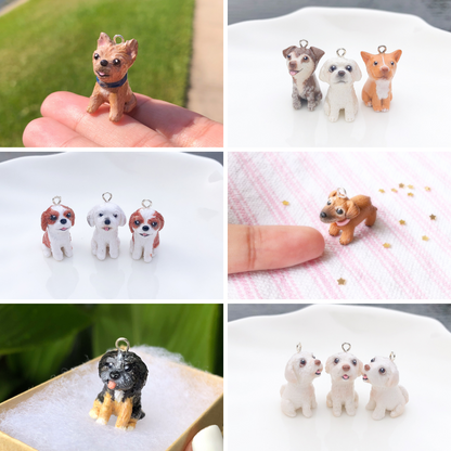 Custom Pet Portrait Dog Full Body Polymer Clay Charm