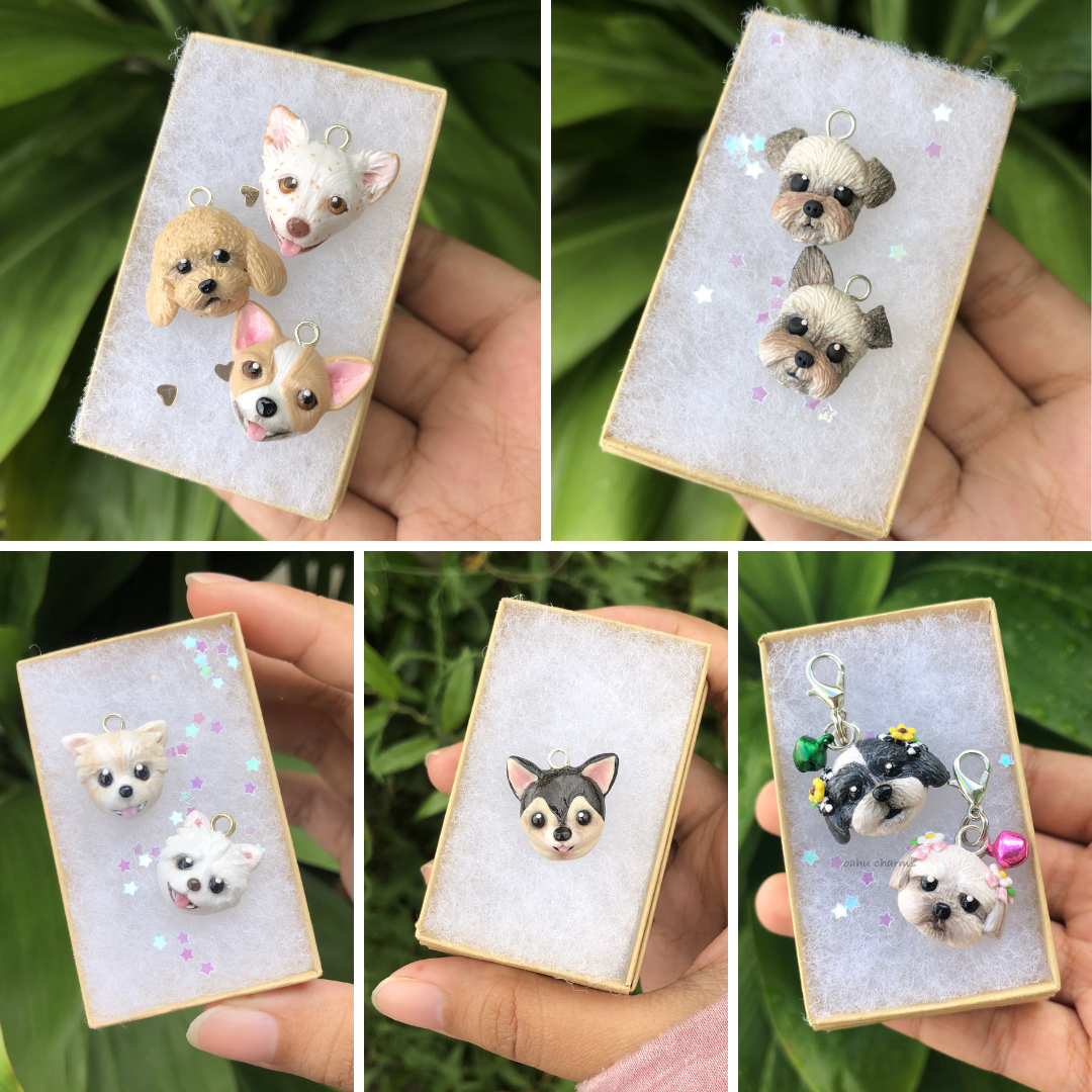 Custom Pet Dog Portrait Polymer Clay Charm