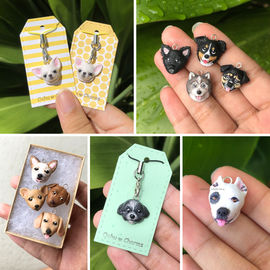 Custom Pet Dog Portrait Polymer Clay Charm