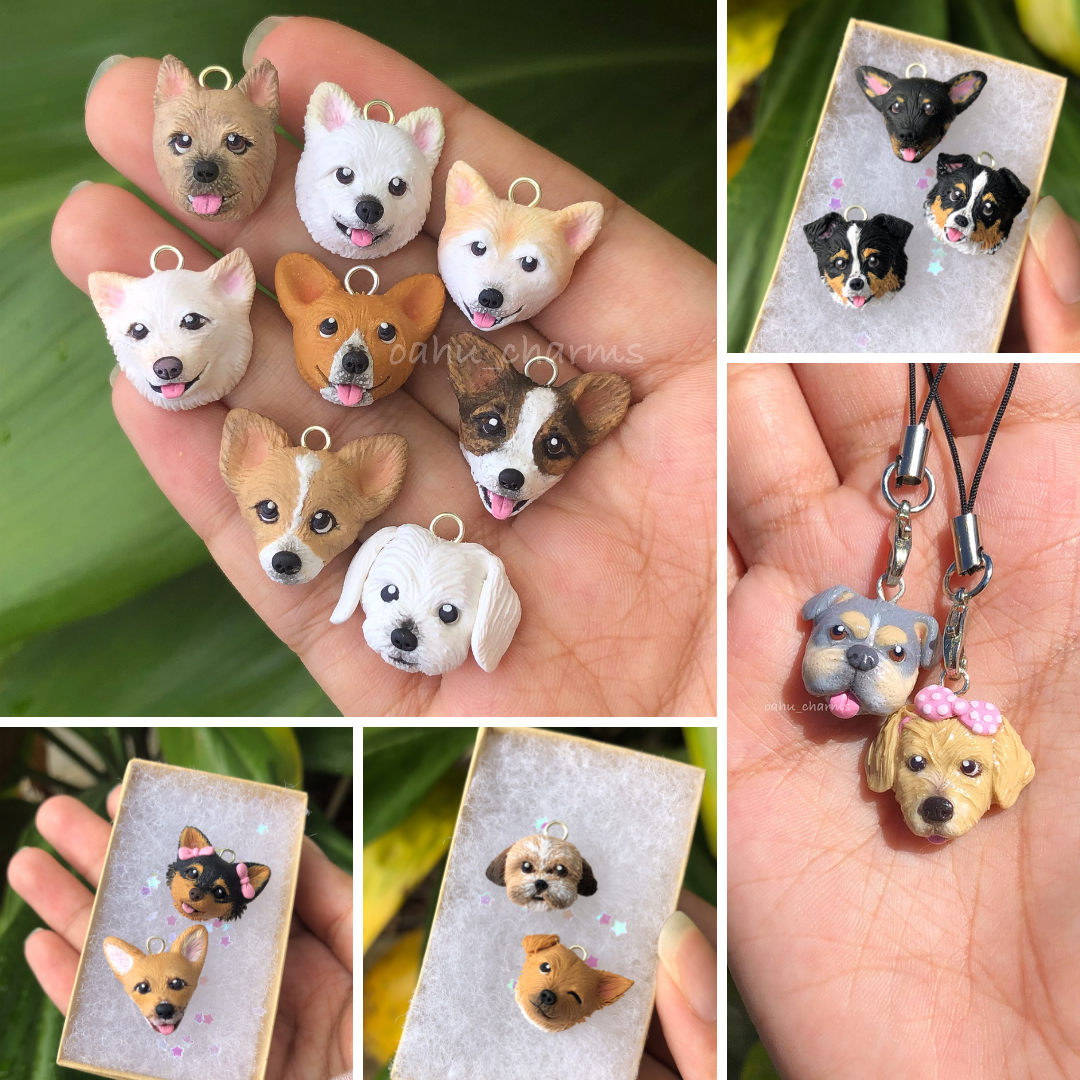 Custom Pet Dog Portrait Polymer Clay Charm